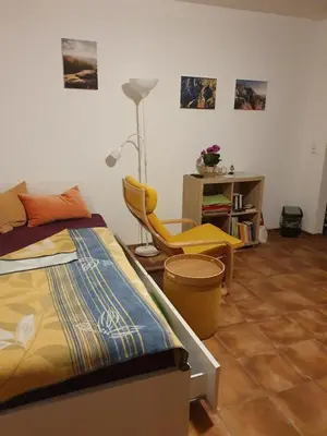 Ein Bett oder Betten in einem Zimmer der Unterkunft Haus Vogelgesang Pirna