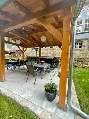 Ein Restaurant oder anderes Speiselokal in der Unterkunft Ferienwohnung Sächsische Schweiz