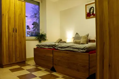 Ein Bett oder Betten in einem Zimmer der Unterkunft KL17 Ostel Döbeln