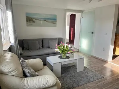 Ein Sitzbereich in der Unterkunft Ferienwohnung Pirna-Panorama