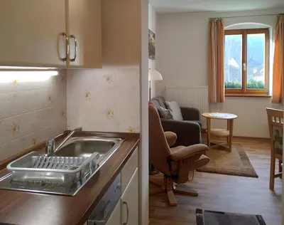 Küche/Küchenzeile in der Unterkunft Ferienwohnung Schrammsteine