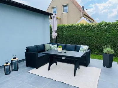 Ein Sitzbereich in der Unterkunft Ferienhaus Lars