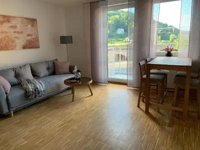 Ein Sitzbereich in der Unterkunft Luxuriöse Stadtwohnungen in Königstein