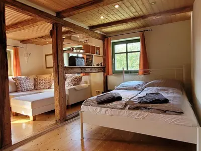 Ein Bett oder Betten in einem Zimmer der Unterkunft Unterkunft am Weinberg
