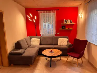 Ein Sitzbereich in der Unterkunft Apartment Horn