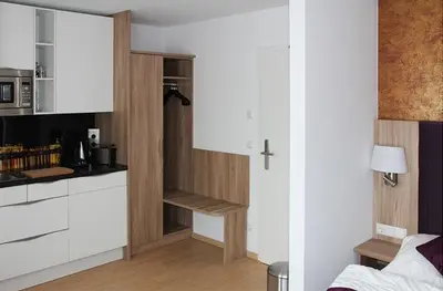 Küche/Küchenzeile in der Unterkunft Appartements am Schillergarten