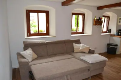 Ein Sitzbereich in der Unterkunft Ferienwohnung Max 22