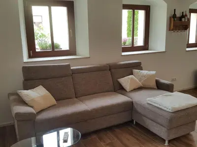 Ein Sitzbereich in der Unterkunft Ferienwohnung Max 22