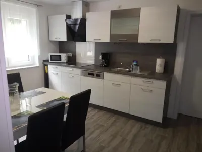 Küche/Küchenzeile in der Unterkunft Haus Waldidyll