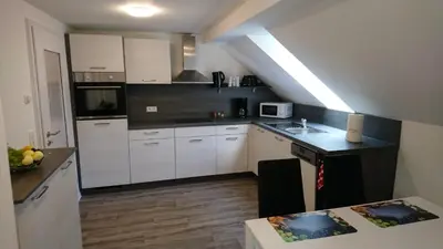Küche/Küchenzeile in der Unterkunft Haus Waldidyll