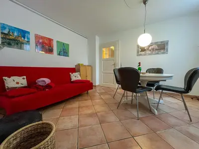 Ein Sitzbereich in der Unterkunft Wohnperle Elbtal - Dresden erleben und genießen