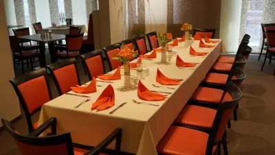 Ein Restaurant oder anderes Speiselokal in der Unterkunft Hotel Goldener Löwe