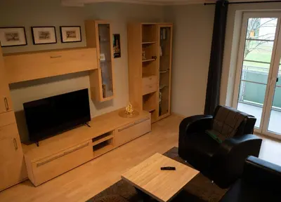 Ein Sitzbereich in der Unterkunft Elbtal-Apartment de