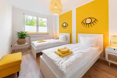 Ein Bett oder Betten in einem Zimmer der Unterkunft Apartment Elbkiez - stilvoll, modern, top Lage, elbnah!