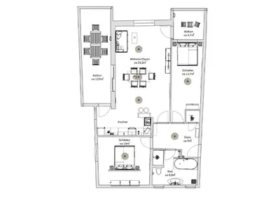 Grundriss der Unterkunft PINEAPPLE APARTMENTS - Zwinger III - 86qm - 1x free parking