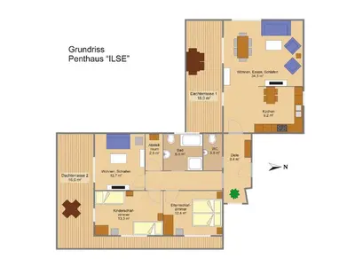 Grundriss der Unterkunft Ferienwohnung Penthaus ILSE