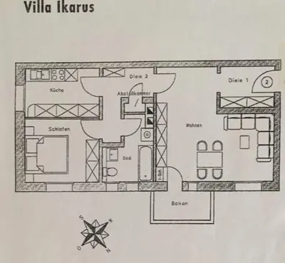 Grundriss der Unterkunft Ferienwohnung Tapetenwechsel -Balkon-