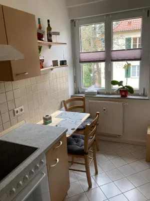 Küche/Küchenzeile in der Unterkunft Ferienwohnung Tapetenwechsel -Balkon-