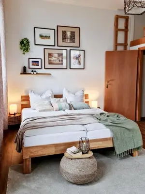 Ein Bett oder Betten in einem Zimmer der Unterkunft Stilvolle 1-Raum-Wohnung zentral, ruhig gelegen