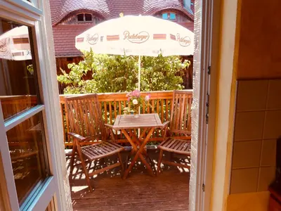 Ein Balkon oder eine Terrasse in der Unterkunft Ferienwohnungen Jowatzky Altkötzschenbroda