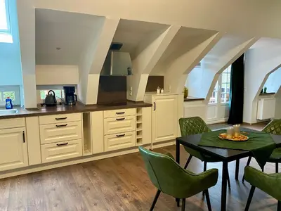Küche/Küchenzeile in der Unterkunft Ferienhaus Ostrauer Hof