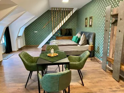 Ein Sitzbereich in der Unterkunft Ferienhaus Ostrauer Hof