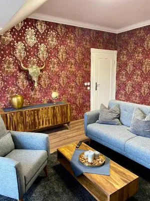 Ein Sitzbereich in der Unterkunft Ferienhaus Ostrauer Hof