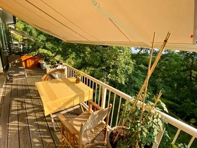 Ein Balkon oder eine Terrasse in der Unterkunft Ferienwohnung Natur und Kunst