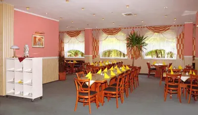 Ein Restaurant oder anderes Speiselokal in der Unterkunft Brandiser Parkhotel