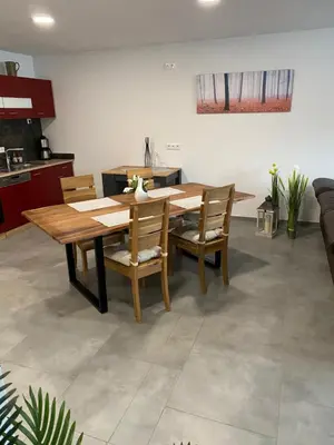 Küche/Küchenzeile in der Unterkunft Ferienwohnung an der Reitanlage