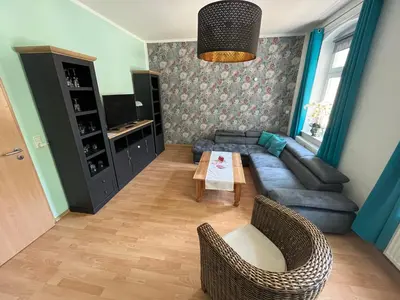 Ein Sitzbereich in der Unterkunft Quartier am Nationalparkhaus