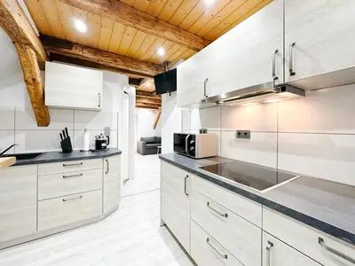 Küche/Küchenzeile in der Unterkunft Ferienwohnung3 Grimma