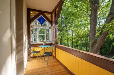 Ein Balkon oder eine Terrasse in der Unterkunft Waldidylle Gohrisch, Pension & Ferienwohnung Garni, Sächsische Schweiz