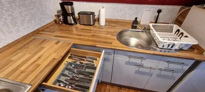 Küche/Küchenzeile in der Unterkunft Süße kleine Ferienwohnung