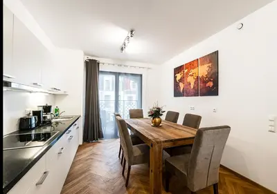 Küche/Küchenzeile in der Unterkunft Familienapartment mit Blick zur Frauenkirche