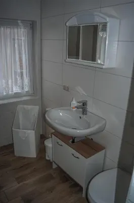 Ein Badezimmer in der Unterkunft Pension Muldental Großbothen