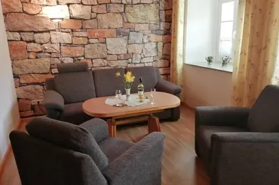 Ein Sitzbereich in der Unterkunft Quartier am Markt- Ferienwohnung