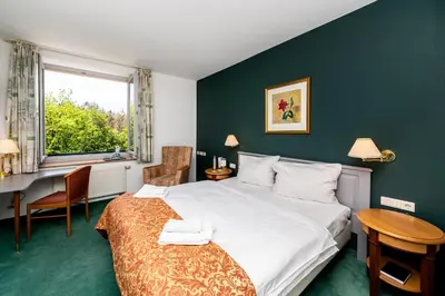 Ein Bett oder Betten in einem Zimmer der Unterkunft Parkhotel Hohnstein by STEIGER Hotels