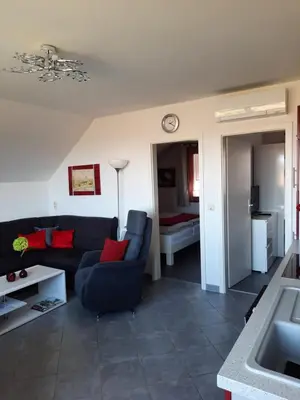 Ein Sitzbereich in der Unterkunft Ferienwohnung Ostrau