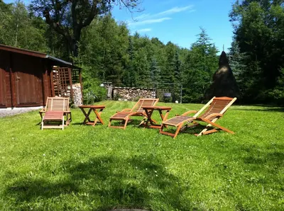 Ein Garten an der Unterkunft Ferienhaus Bikehütte Rehnhäusl