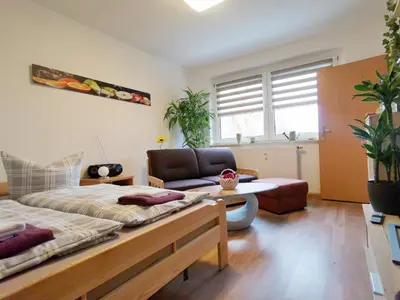 Ein Sitzbereich in der Unterkunft Ferien-und Gästewohnung Radebeul