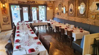 Ein Restaurant oder anderes Speiselokal in der Unterkunft Ferienhof Dittrichs Erben