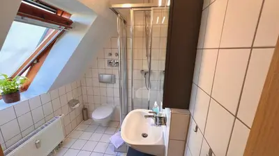 Ein Badezimmer in der Unterkunft Ferienwohnung am Jacobsweg