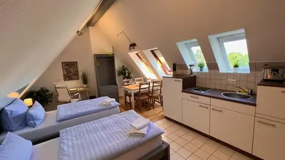 Küche/Küchenzeile in der Unterkunft Ferienwohnung am Jacobsweg
