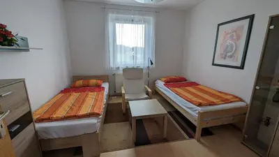 Ein Bett oder Betten in einem Zimmer der Unterkunft Ferienwohnung Schlieben