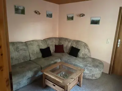 Ein Sitzbereich in der Unterkunft Ferienhaus Schmidt