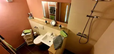 Ein Badezimmer in der Unterkunft Sonniges Eck Ferienwohnung 1