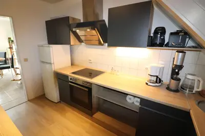 Küche/Küchenzeile in der Unterkunft Ferienwohnung am Barockgarten