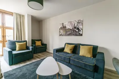 Ein Sitzbereich in der Unterkunft Familienapartment nahe der Frauenkirche