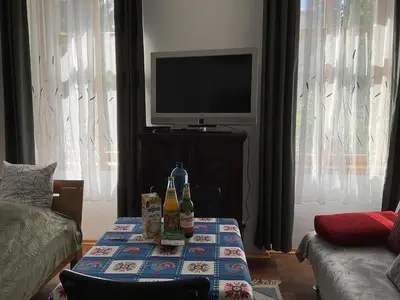 Ein Sitzbereich in der Unterkunft Ferienwohnung von der Herzogshöhe ,WIFI, Netflix, Parkplatz, Kamin, Fussbodenheizung, Thermomix, Babybett